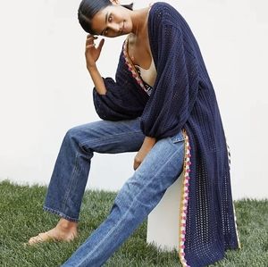 Anthropologie Crochet-Trimmed Duster Kimono
